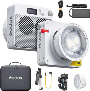Світло Godox ML100Bi Kit2 з ручкою AK-B02 для батареї V-Mount (Bi-Color) (ML100Bi K2) 1001890 фото