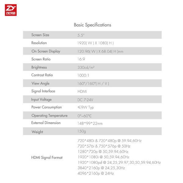 Монітор Zhiyun-Tech Transmount 5.5" Monitor (GMB-C31 // MON01) 10001147 фото