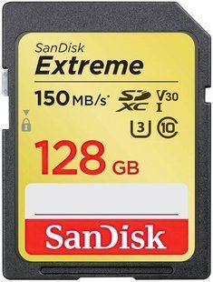 Карта пам'яті SanDisk 128GB SDXCC Class 10 UHS-I U3 V30 Extreme (SDXV5-128G-GNCIN) 10005263 фото