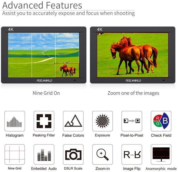 Монитор FeelWorld FW703 7" IPS 3G-SDI 4K HDMI On-Camera Monitor (FW703) 10001333 фото