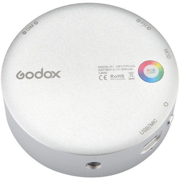 Свет Godox R1 Round Mini RGB LED Magnetic Light (Silver) (R1 SILVER) 10007742 фото
