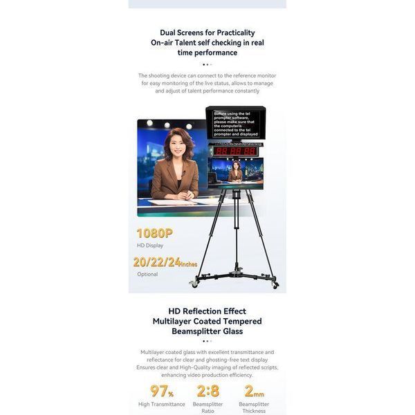 Телесуфлер Desview DT20-MS Dual-Screen HDMI/3G-SDI Teleprompter with 20" High-Bright Monitors (DT20-MS) 10007375 фото
