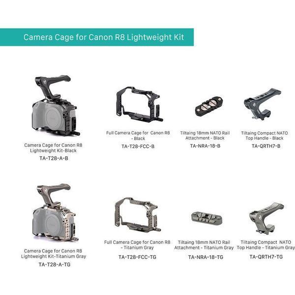 Клетка Tilta Lightweight Camera Cage Kit для Canon R8 (Black) (TA-T28-A-B) 10007392 фото